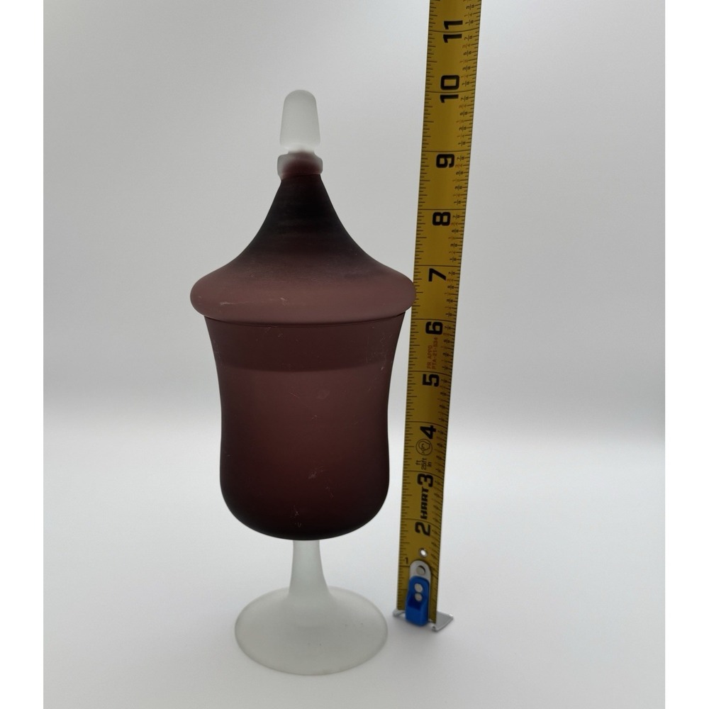 Vintage Empoli Style Amethyst Satin Glass Apothecary Jar Pedestal MCM Decor - Picture 6 of 10